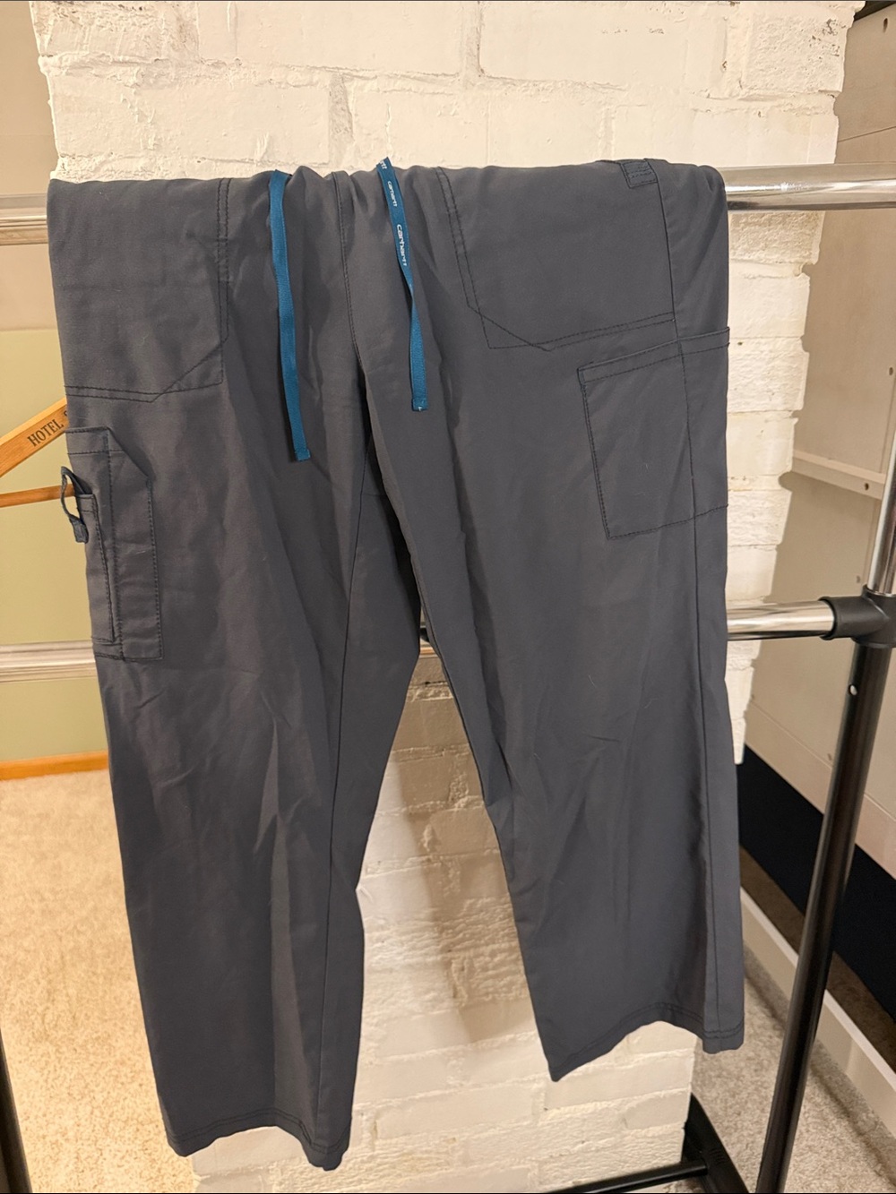 Carhartt Women's Dark Gray Jogger Pants with Blue Drawcord